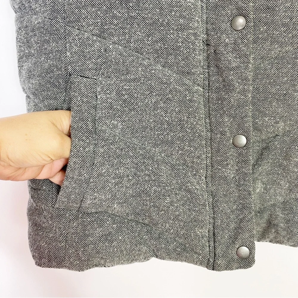 Gap cute vest pretty cardigan fitted puffer faux fur hoodie gray warm winter L - Picture 4 of 11